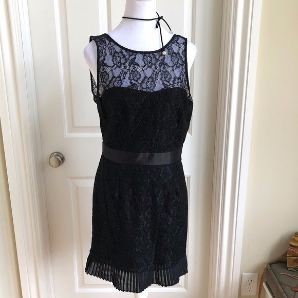 WiNK Dress Black Cocktail Mesh & Lace Ruffle Hem Jillian (M) - Picture 1 of 14